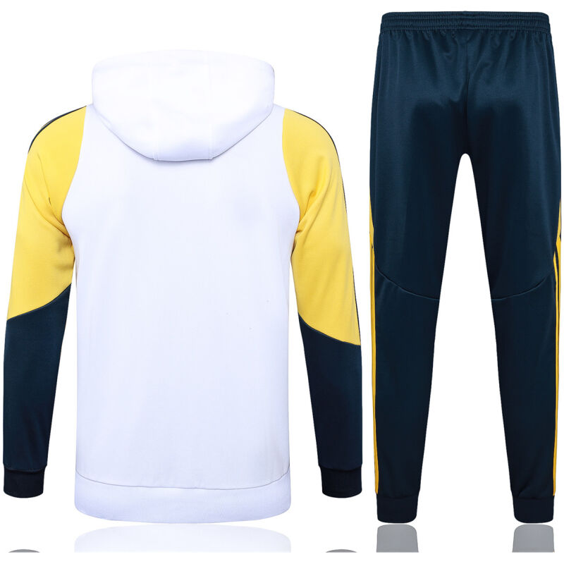 Mens Real Madrid Hoodie Sweatshirt + Pants Training Suit White 2024/25