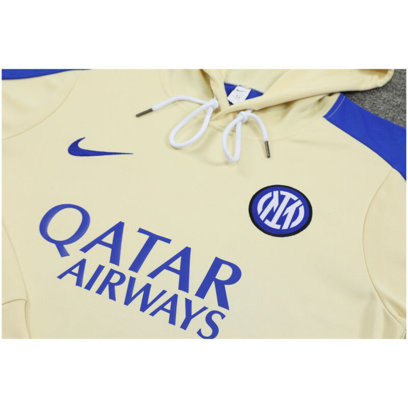 Mens Inter Milan Hoodie Sweatshirt + Pants Training Suit Yellow 2024/25