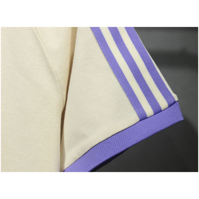 Mens Adidas Originals Real Madrid Jersey 3 Stripes Pure Cotton Cream Shirt 2024/25 – Match