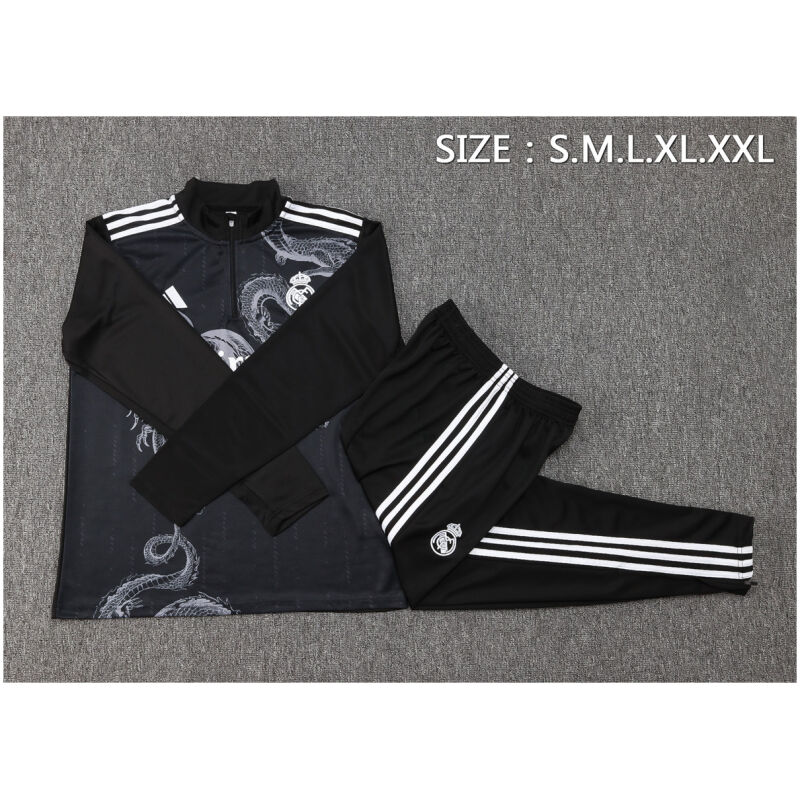 Mens Real Madrid Training Suit Black Dragon 2024/25