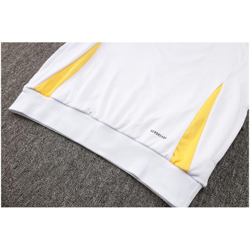 Mens Real Madrid Hoodie Sweatshirt + Pants Training Suit White 2024/25