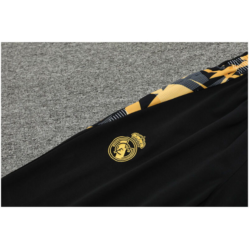 Mens Real Madrid Hoodie Sweatshirt + Pants Training Suit Black II 2024/25