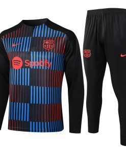 Mens Barcelona Training Suit Black Vertical Stripes 2024/25