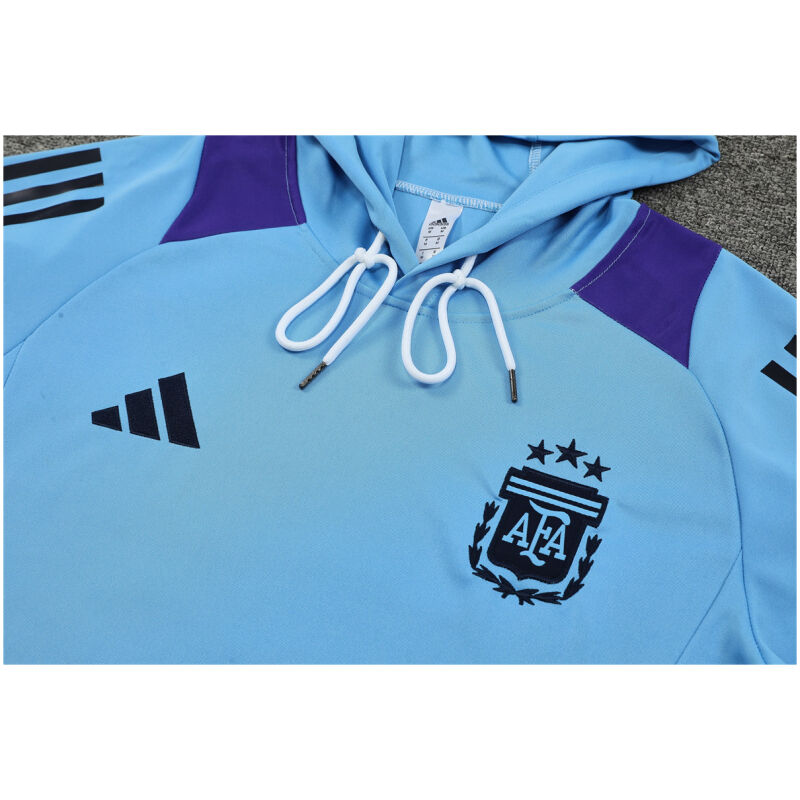 Mens Argentina Hoodie Sweatshirt + Pants Training Suit Light Blue 2024/25