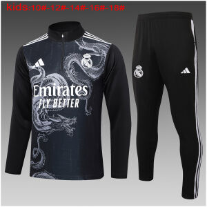 Kids Real Madrid Training Suit Black Dragon 2024/25