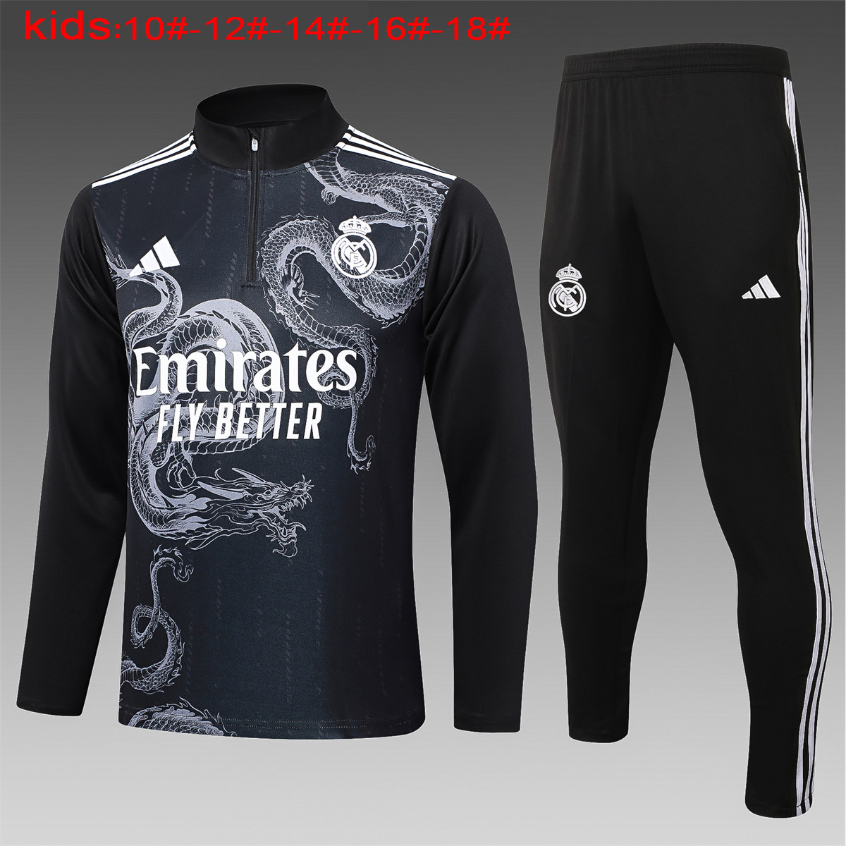 Kids Real Madrid Training Suit Black Dragon 2024/25