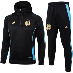 Mens Argentina Hoodie Sweatshirt + Pants Training Suit Black 2024