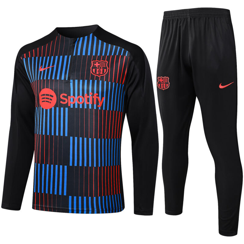 Mens Barcelona Training Suit Black Vertical Stripes 2024/25