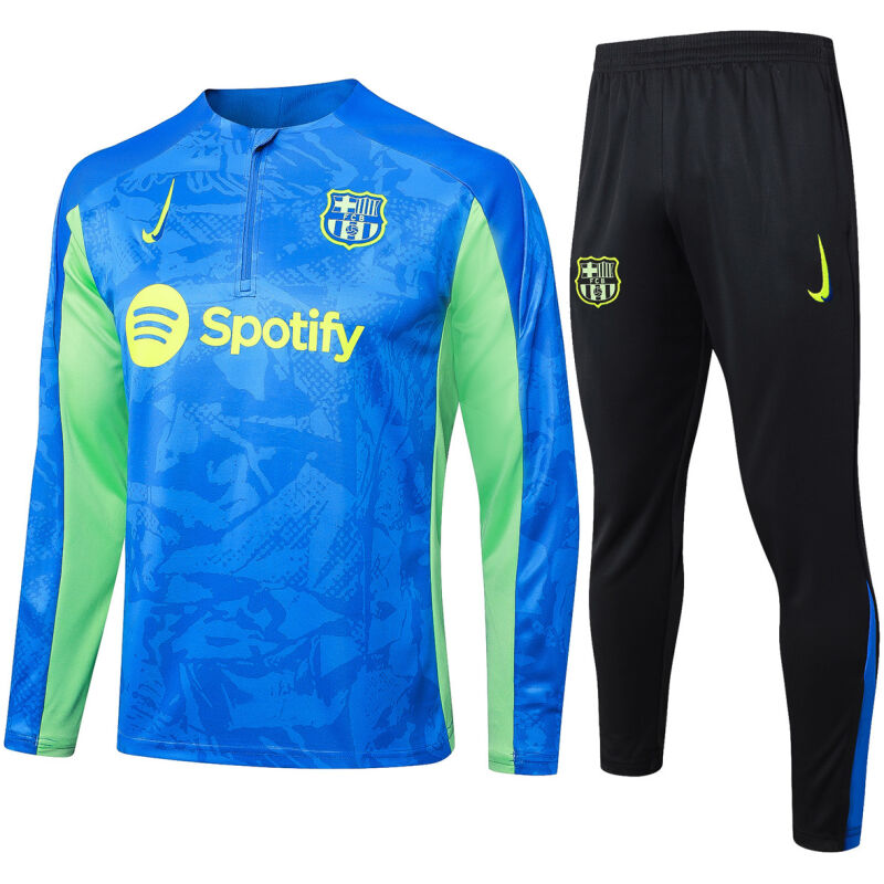 Mens Barcelona Training Suit Green – Blue 2024/25