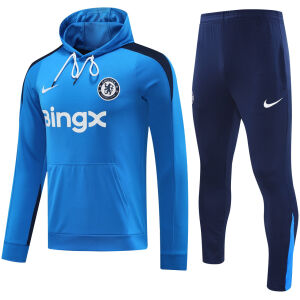 Mens Chelsea Hoodie Sweatshirt + Pants Training Suit Blue 2024/25