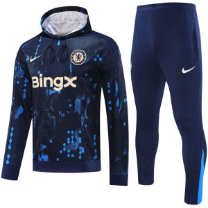 Mens Chelsea Hoodie Sweatshirt + Pants Training Suit Royal Patterns 2024/25