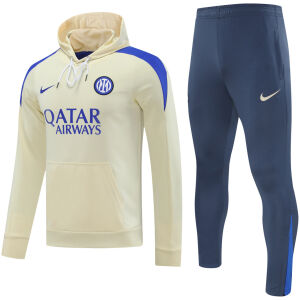Mens Inter Milan Hoodie Sweatshirt + Pants Training Suit Yellow 2024/25