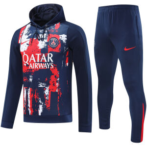 Mens PSG Hoodie Sweatshirt + Pants Training Suit Royal Patterns 2024/25