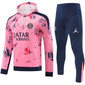 Mens PSG x Jordan Hoodie Sweatshirt + Pants Training Suit Pink Patterns 2024/25