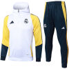 Mens Real Madrid Hoodie Sweatshirt + Pants Training Suit White 2024/25