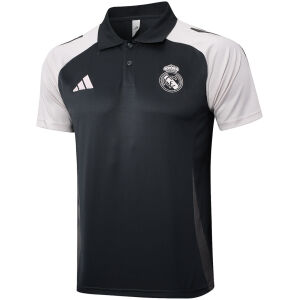 Mens Real Madrid Polo Shirt Dark Grey 2024/25