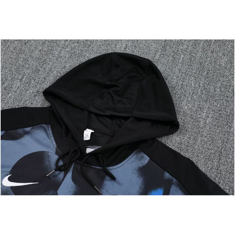 Mens Inter Milan Hoodie Sweatshirt + Pants Training Suit Black – Blue 2024/25