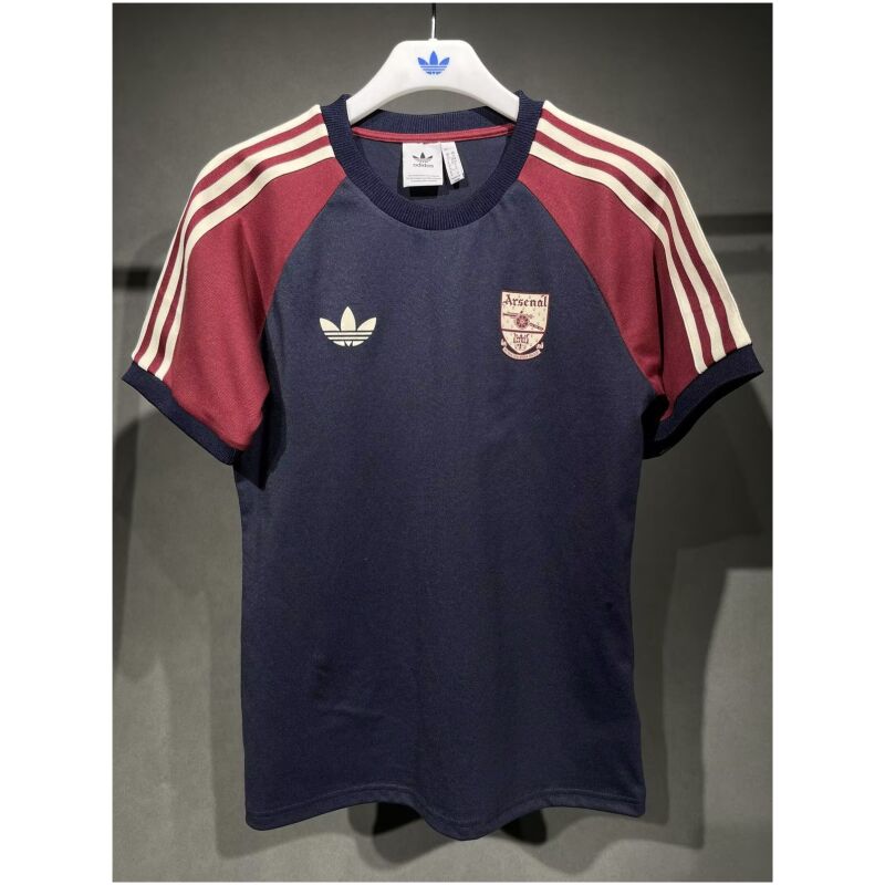 Mens Adidas Originals Arsenal Jersey 3 Stripes Pure Cotton Navy Shirt 2024/25 – Match