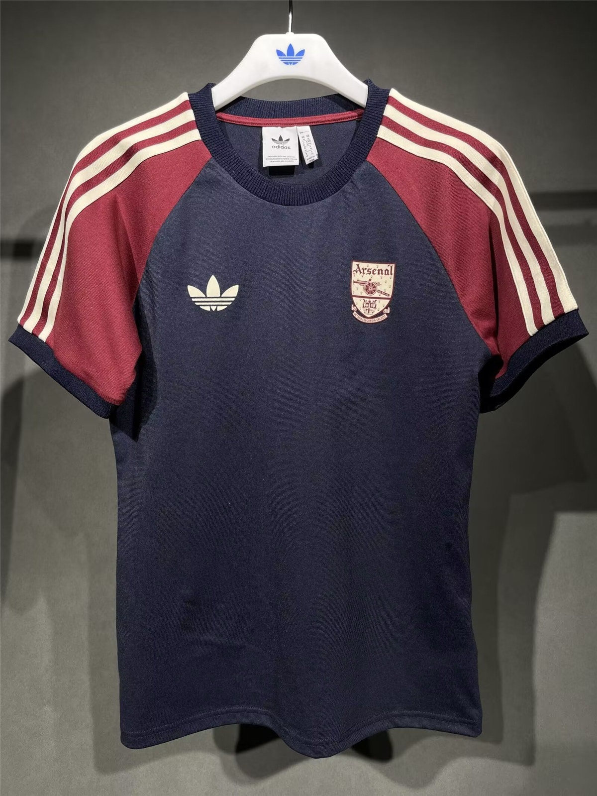 Mens Adidas Originals Arsenal Jersey 3 Stripes Pure Cotton Navy Shirt 2024/25 – Match
