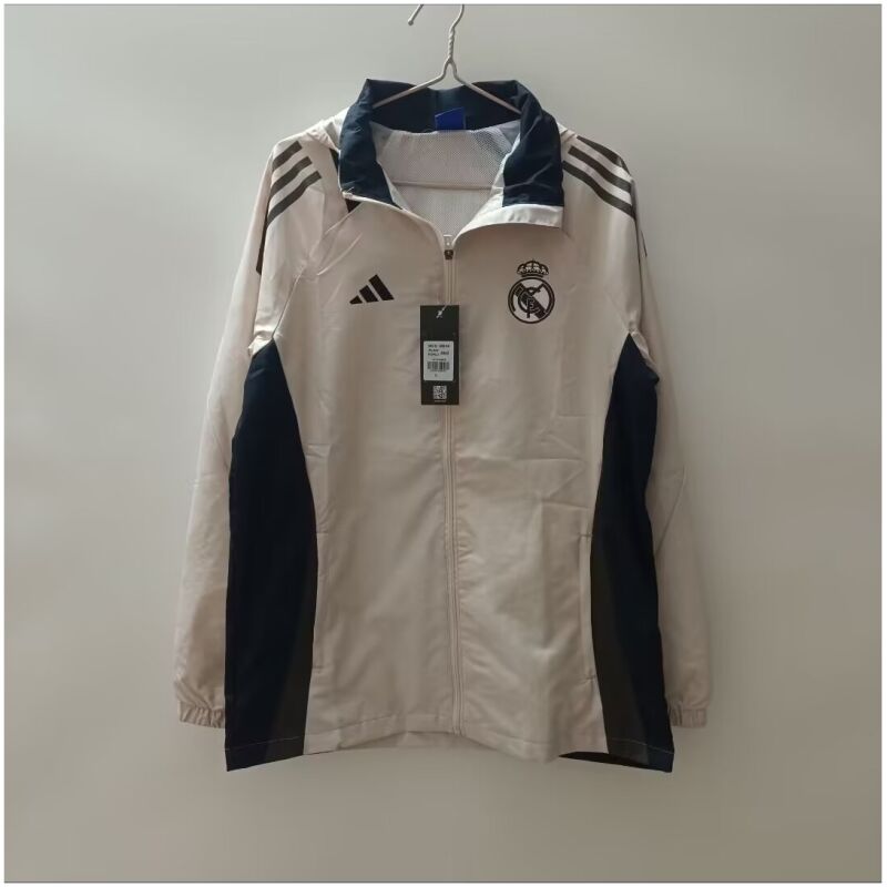 Mens Real Madrid All Weather Windrunner Jacket Cream 2024/25