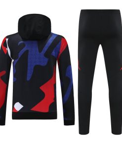 Mens Manchester United Hoodie Sweatshirt + Pants Training Suit Black II 2024/25