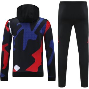 Mens Manchester United Hoodie Sweatshirt + Pants Training Suit Black II 2024/25