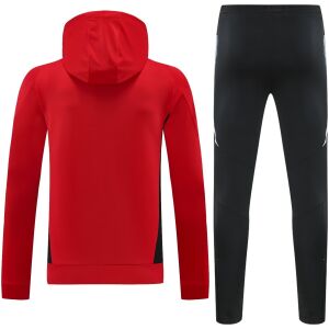 Mens Manchester United Hoodie Sweatshirt + Pants Training Suit Red 2024/25
