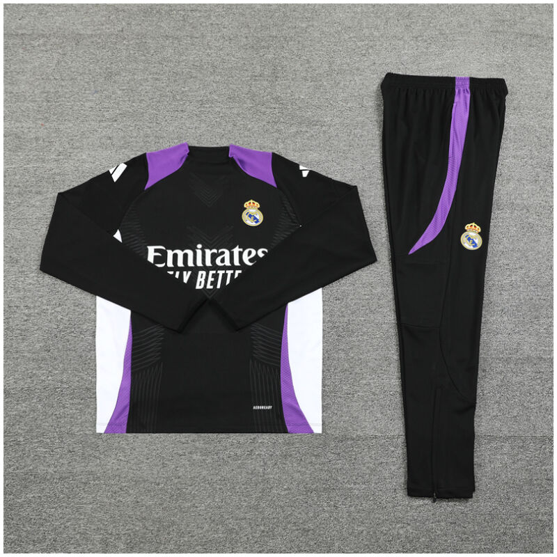Kids Real Madrid Training Suit Black – Purple 2024/25