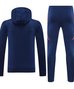 Mens Manchester United Hoodie Sweatshirt + Pants Training Suit Navy 2024/25