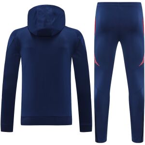 Mens Manchester United Hoodie Sweatshirt + Pants Training Suit Navy 2024/25