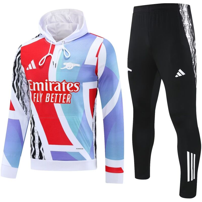 Mens Arsenal Hoodie Sweatshirt + Pants Training Suit Tri-Color 2024/25
