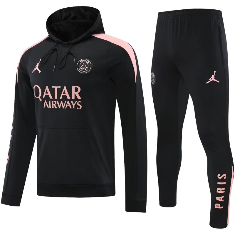 Mens PSG Hoodie Sweatshirt + Pants Training Suit Black 2024/25