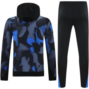 Mens Inter Milan Hoodie Sweatshirt + Pants Training Suit Black – Blue 2024/25