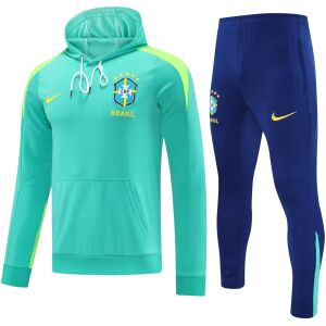 Mens Brazil Hoodie Sweatshirt + Pants Training Suit Green 2025