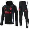 Mens Manchester United Hoodie Sweatshirt + Pants Training Suit Black 2024/25
