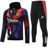 Mens Manchester United Hoodie Sweatshirt + Pants Training Suit Black II 2024/25