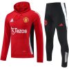 Mens Manchester United Hoodie Sweatshirt + Pants Training Suit Red 2024/25