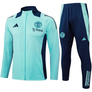 Mens Manchester United Jacket + Pants Training Suit Light Green 2024/25