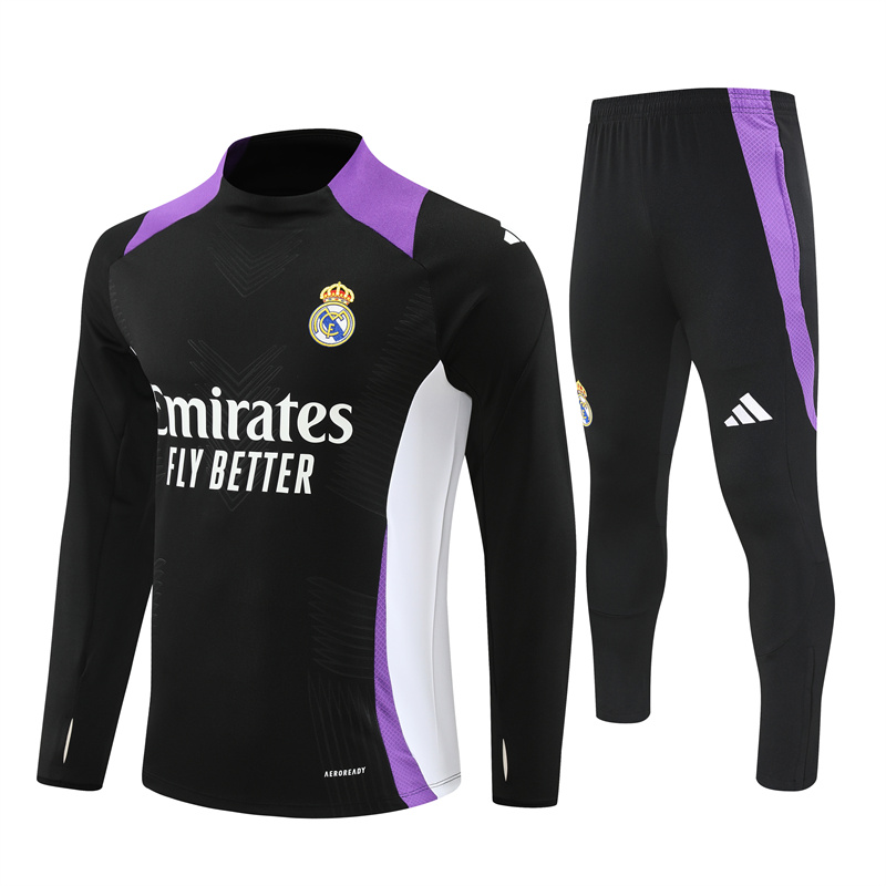 Mens Real Madrid Training Suit Black – Purple 2024/25