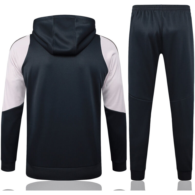 Mens Real Madrid Hoodie Sweatshirt + Pants Training Suit Dark Grey 2024/25