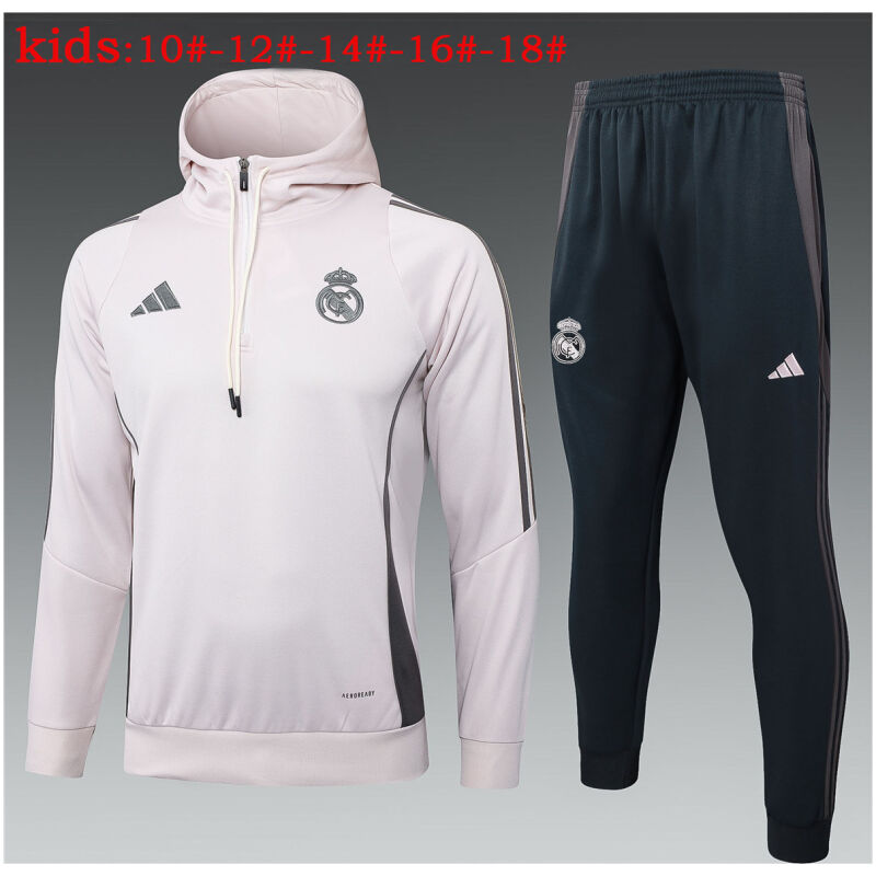 Kinder Real Madrid Hoodie Sweatshirt + Hose Anzug Blassrosa 2024/25