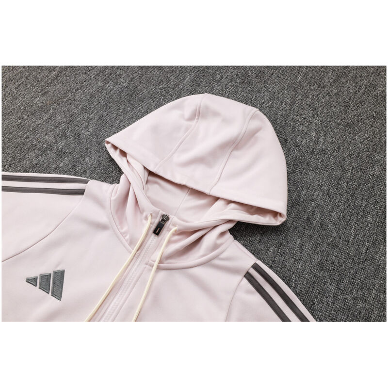Mens Real Madrid Hoodie Sweatshirt + Pants Training Suit Pale Pink 2024/25