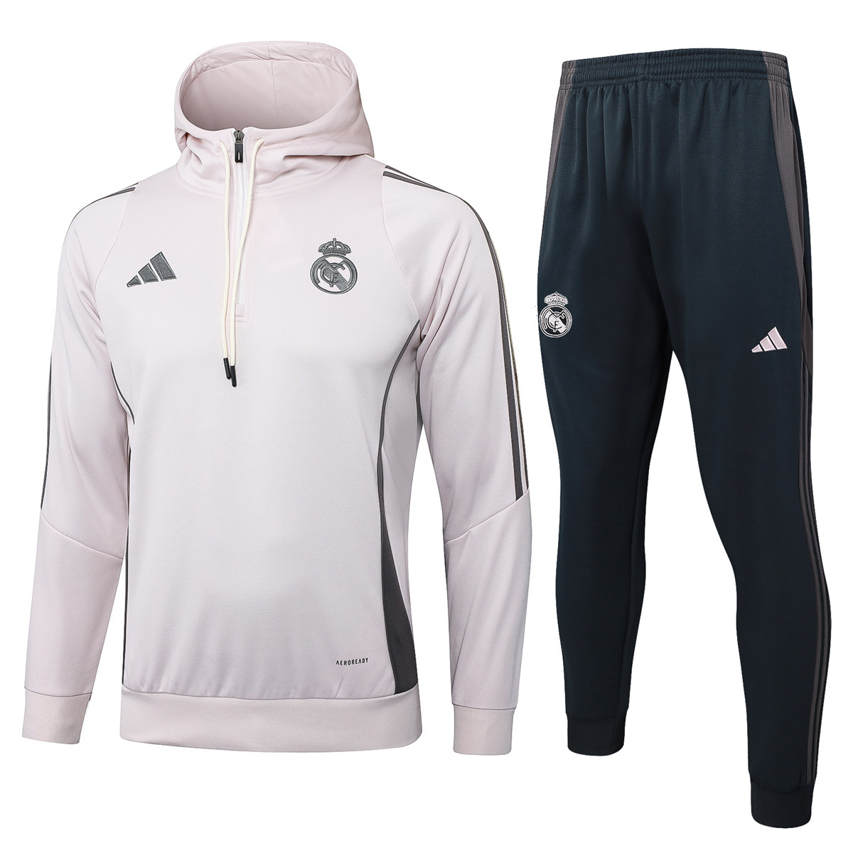 Herren Real Madrid Hoodie Sweatshirt + Hose Training Anzug blass rosa 2024/25