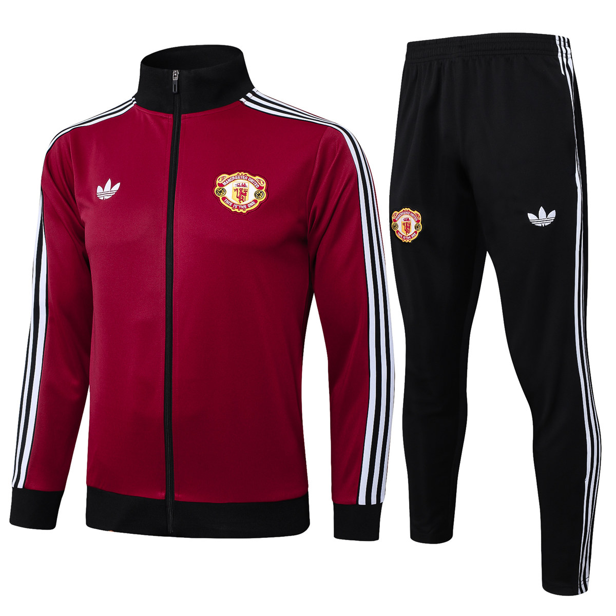 Mens Manchester United Jacket + Pants Training Suit Burgundy 2024/25