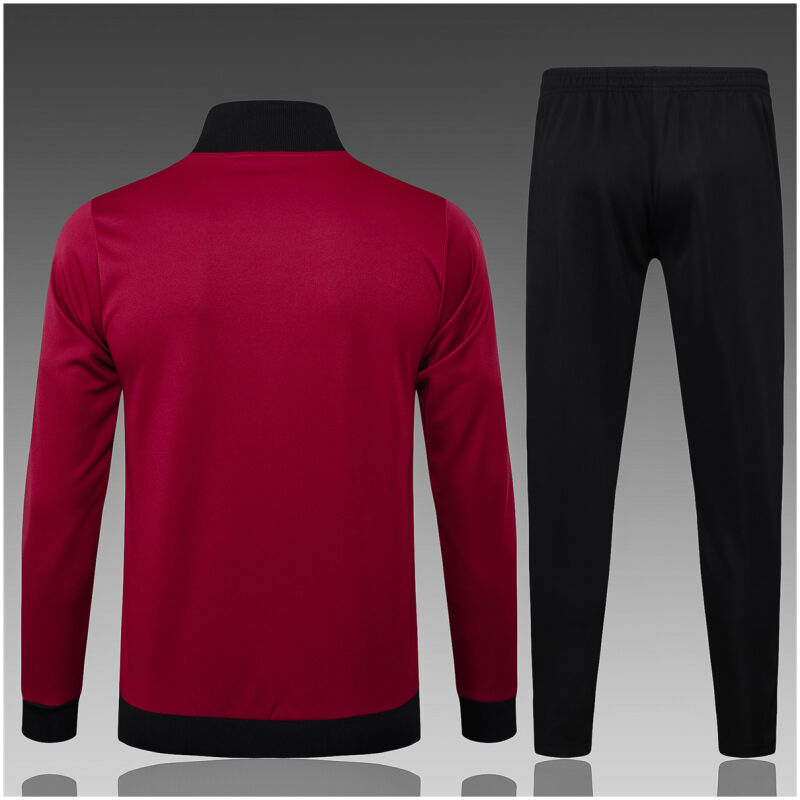 Kids Manchester United Jacket + Pants Training Suit Burgundy 2024/25