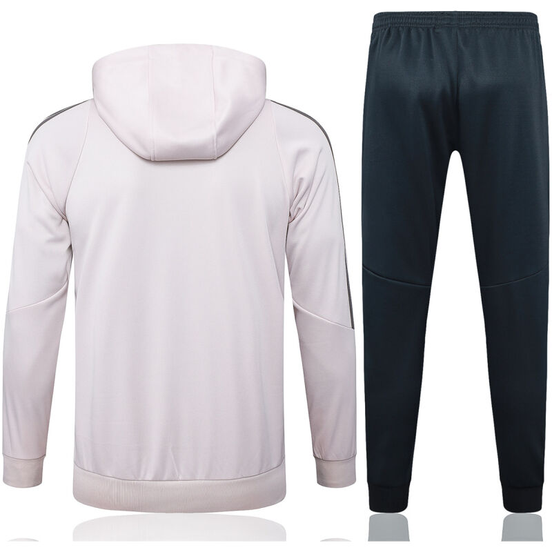 Mens Real Madrid Hoodie Sweatshirt + Pants Training Suit Pale Pink 2024/25