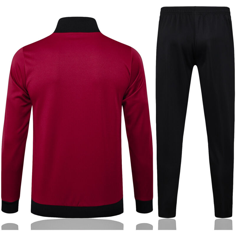 Mens Manchester United Jacket + Pants Training Suit Burgundy 2024/25