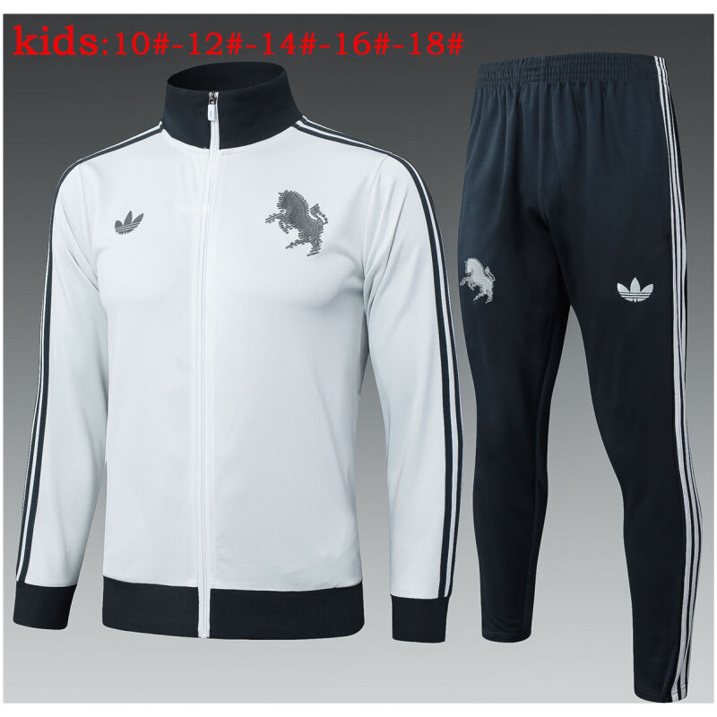 Kids Juventus Jacket + Pants Training Suit Light Grey 2024/25