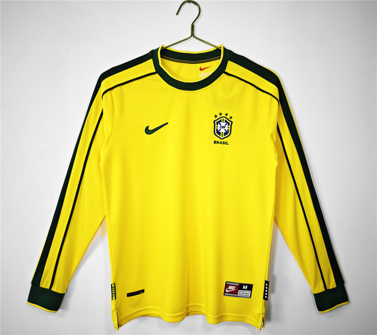 Mens Brazil Retro Home Jersey Long Sleeve 1998