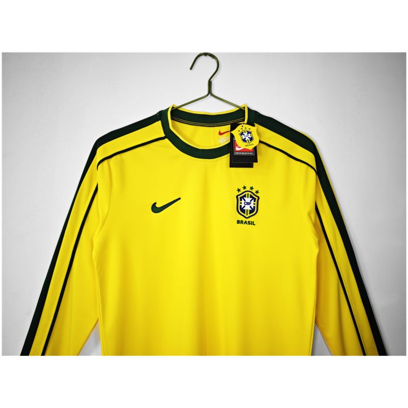 Mens Brazil Retro Home Jersey Long Sleeve 1998